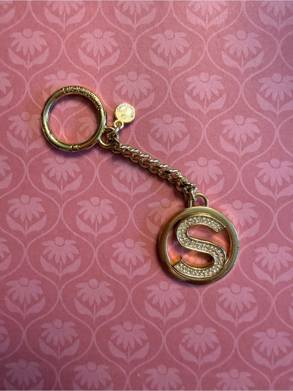 Michael Kors Gold-Tone 'S' Crystal Disc Keychain